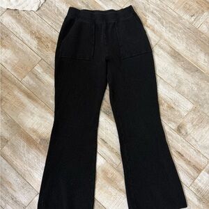 Athleta Black Ribbed Flare Athletic Pants
